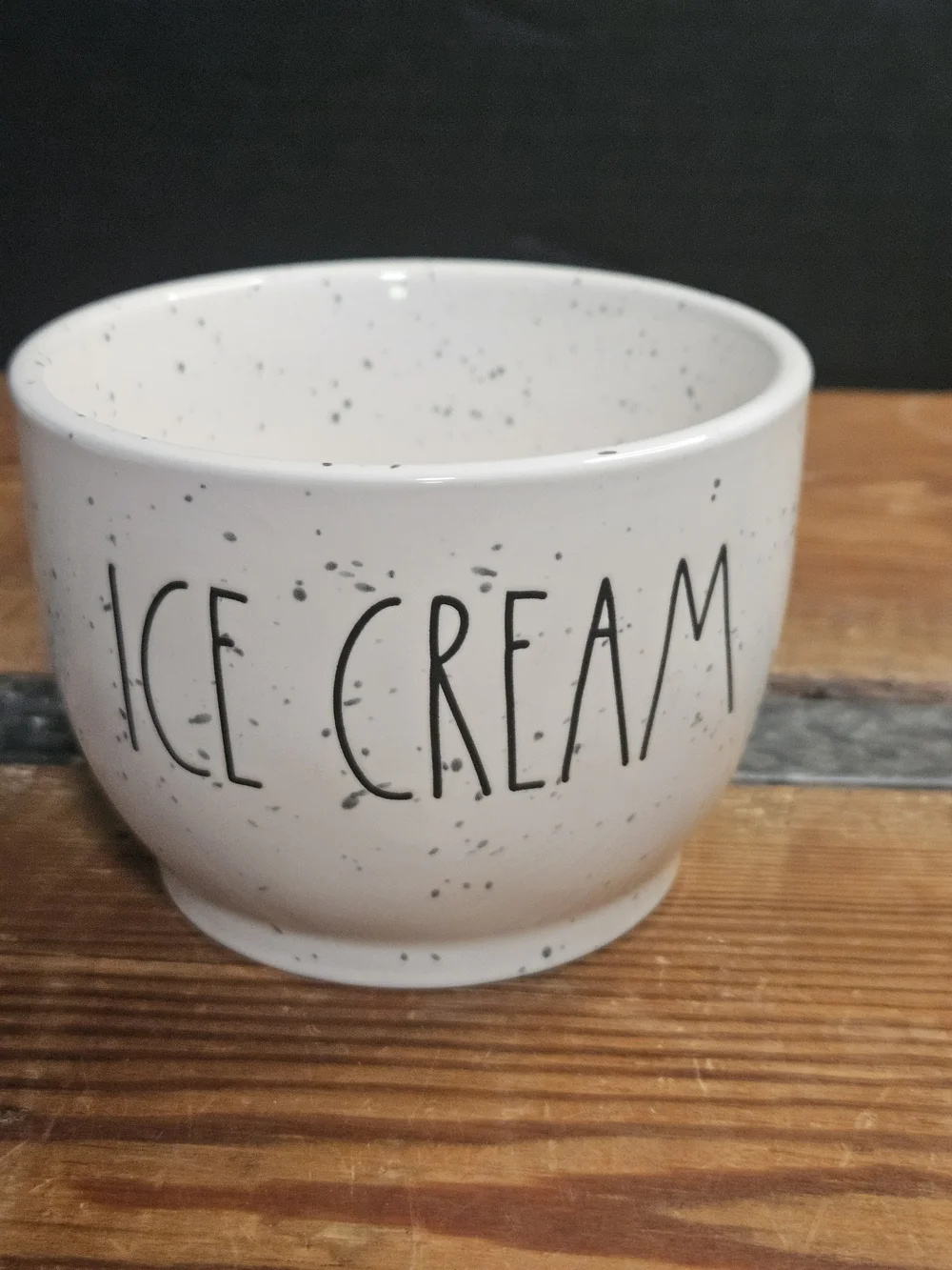 Rae Dunn White Speckled 'ICE CREAM' Ceramic Bowl